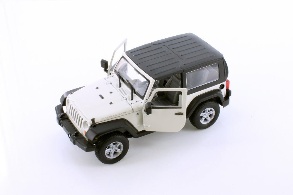 2007 Jeep Wrangler Rubicon Hardtop, White - Welly 22489H/4D - 1/24 scale Diecast Model Toy Car