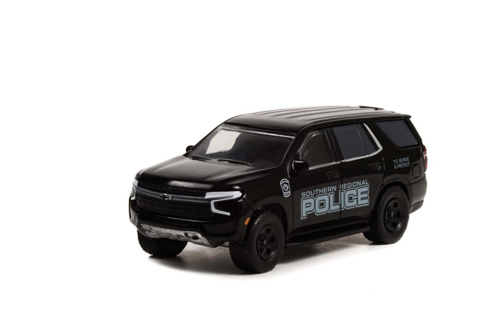 2021 Chevy Tahoe Police Pursuit Vehicle, Black - Greenlight 30342 - 1/64 scale Diecast Car