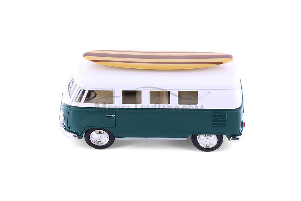 1962 Volkswagen Classic Bus w/ Surfboard, Green - Kinsmart 5060DS1