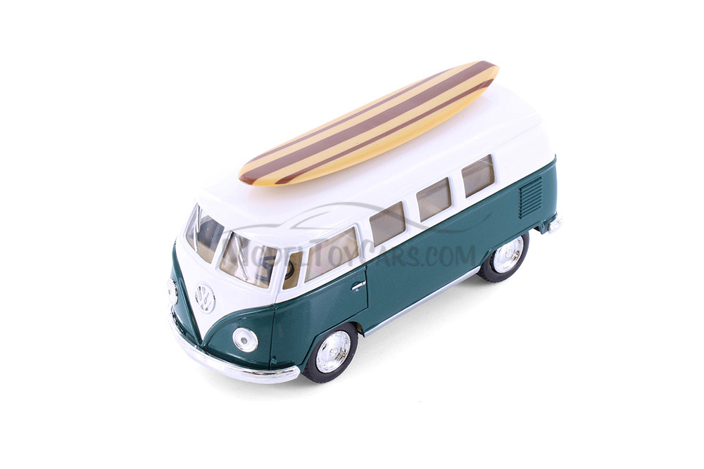 1962 Volkswagen Classic Bus w/ Surfboard, Green - Kinsmart 5060DS1