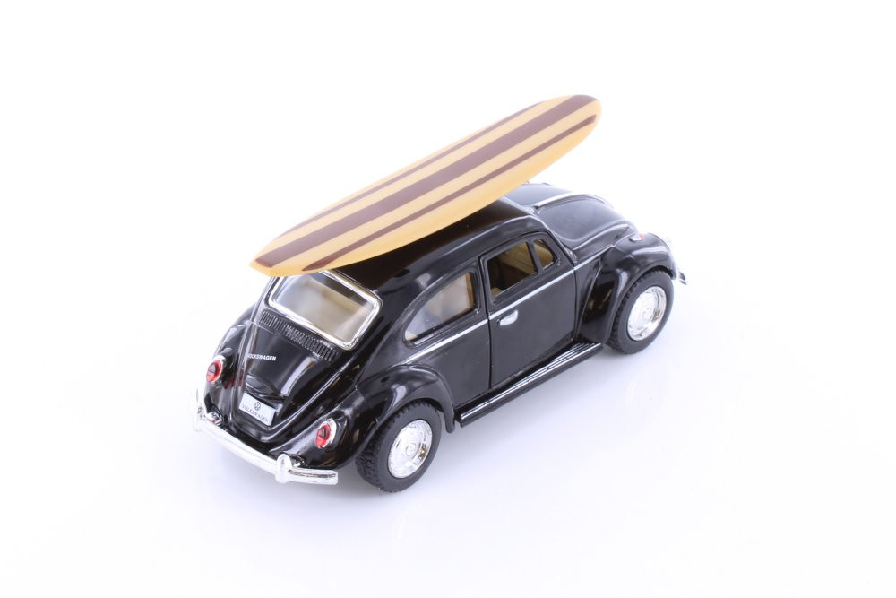 1967 Volkswagen Classic Beetle w/ Surfboard, Black - Kinsmart