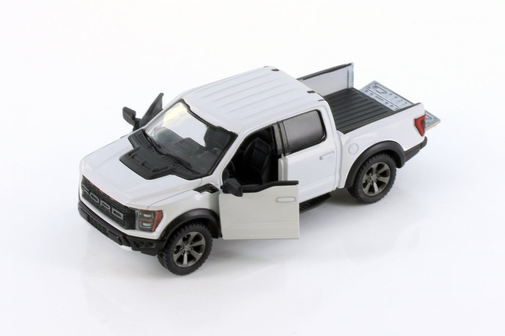 2022 Ford F-150 Raptor Pickup Truck, White - Kinsmart 5436D - 1/46 scale Diecast Model Toy Car