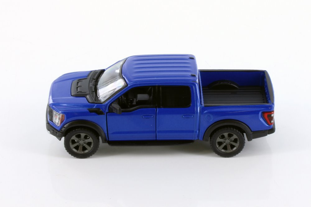 2022 Ford F-150 Raptor Pickup Truck, Blue - Kinsmart 5436D - 1/46 scale Diecast Model Toy Car