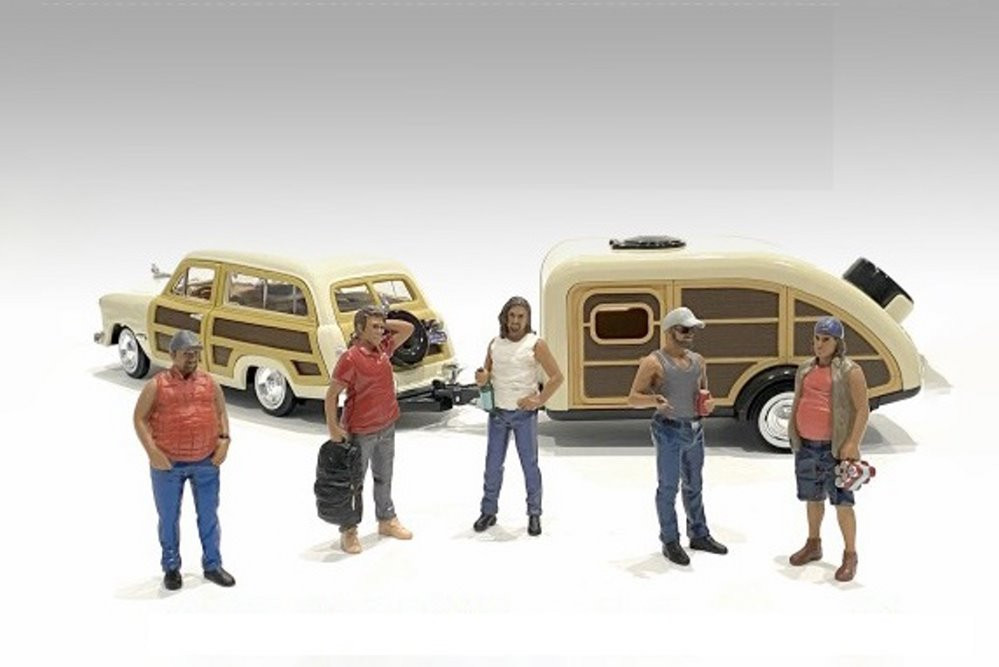 Campers Figure 5, Gray - American Diorama 76338 - 1/18 scale Figurine - Diorama Accessory