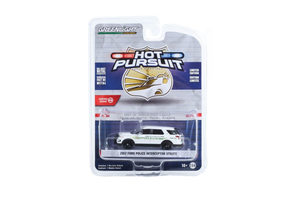 2017 Ford Police Interceptor Utility, White - Greenlight 43000C - 1/64 scale Diecast Car