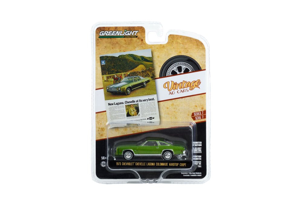 1973 Chevy Chevelle Laguna Colonnade, Green - Greenlight 39100E/48 - 1/64 scale Diecast Car