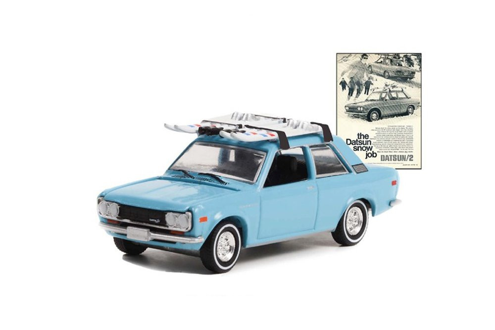 1970 Datsun 510 Blue with Ski Roof Rack, Blue - Greenlight 39100C