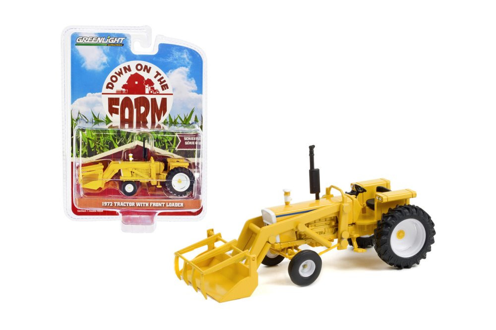 1972 Tractor with Front Loader, Yellow - Greenlight 48060B/48 - 1/64 scale Diecast Model Toy Car
