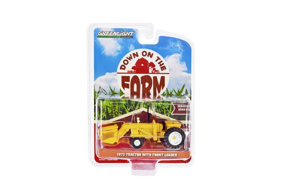 1972 Tractor with Front Loader, Yellow - Greenlight 48060B/48 - 1/64 scale Diecast Model Toy Car