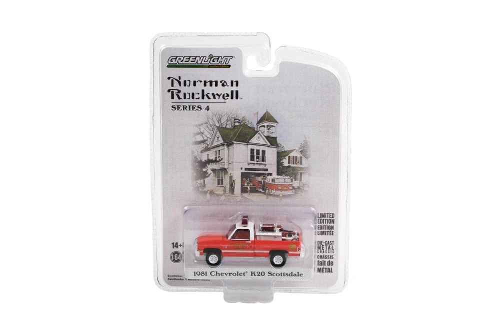 1981 Chevy K20 Scottsdale Pickup, Red /White - Greenlight 54060E/48 - 1/64 scale Diecast Car