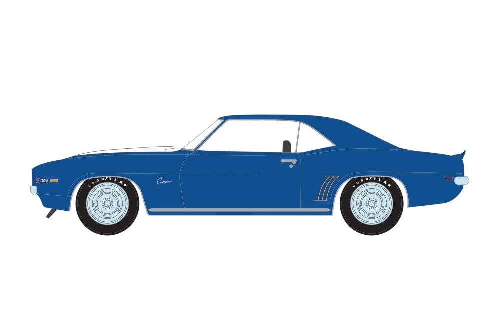 1969 Chevy Camaro Z/28 (Lot #687.3), Blue - Greenlight 37250C - 1/64 scale Diecast Car