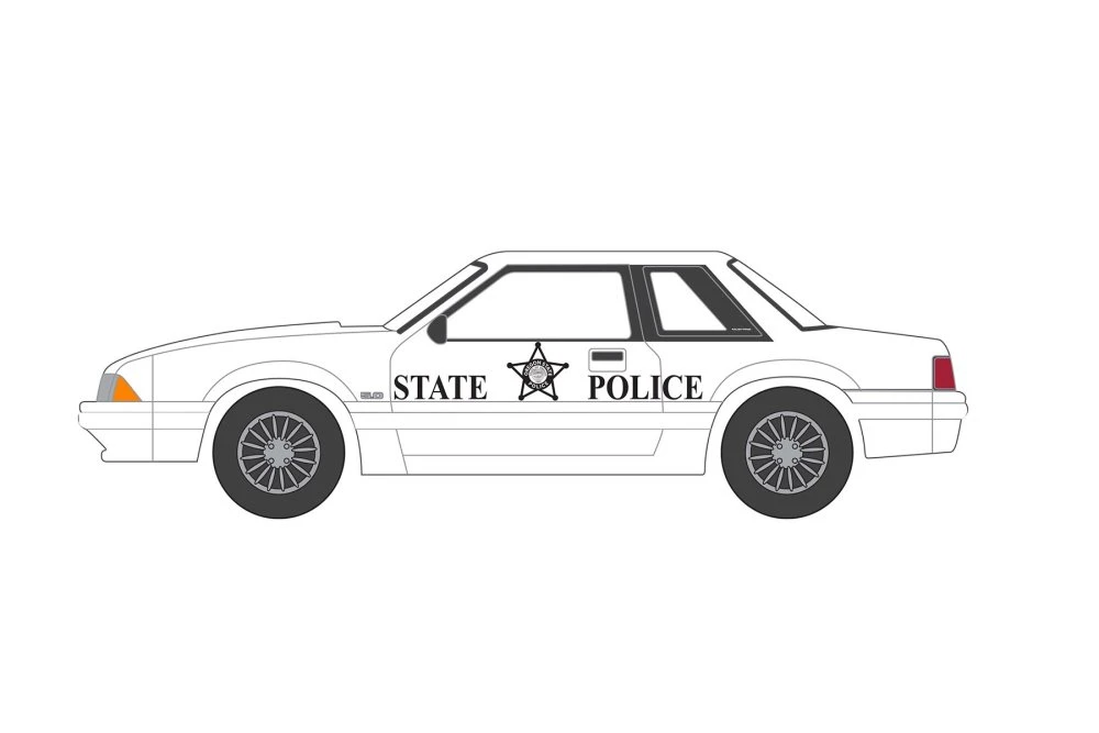 1993 Ford Mustang SSP Police, White - Greenlight 42990B/48 - 1/64 scale Diecast Model Toy Car