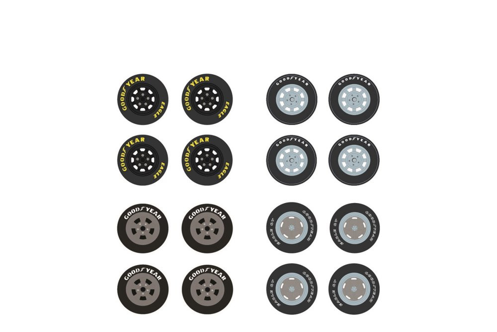 Auto Body Shop Goodyear Rubber Tires Set Greenlight 16110B 1/64