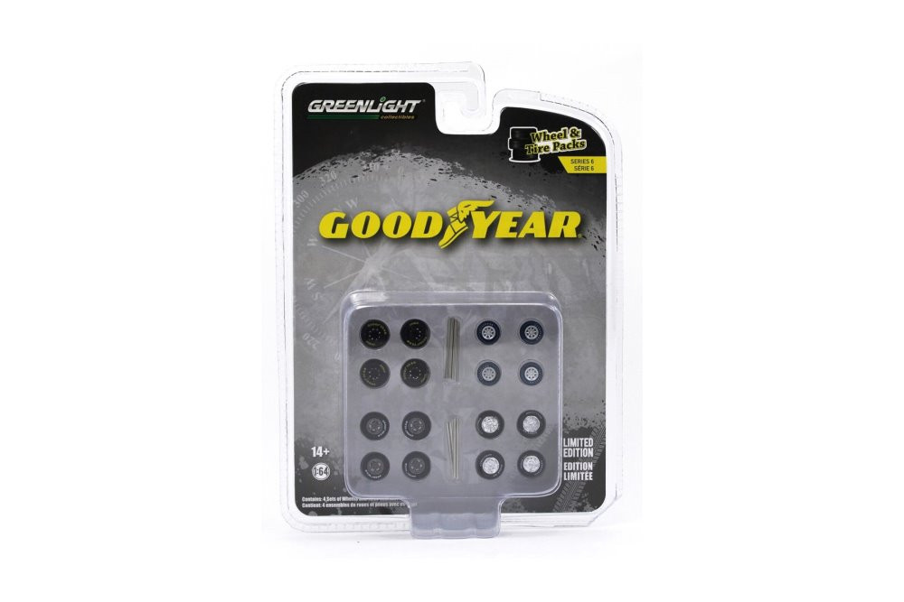 Auto Body Shop Goodyear Rubber Tires Set Greenlight 16110B 1/64