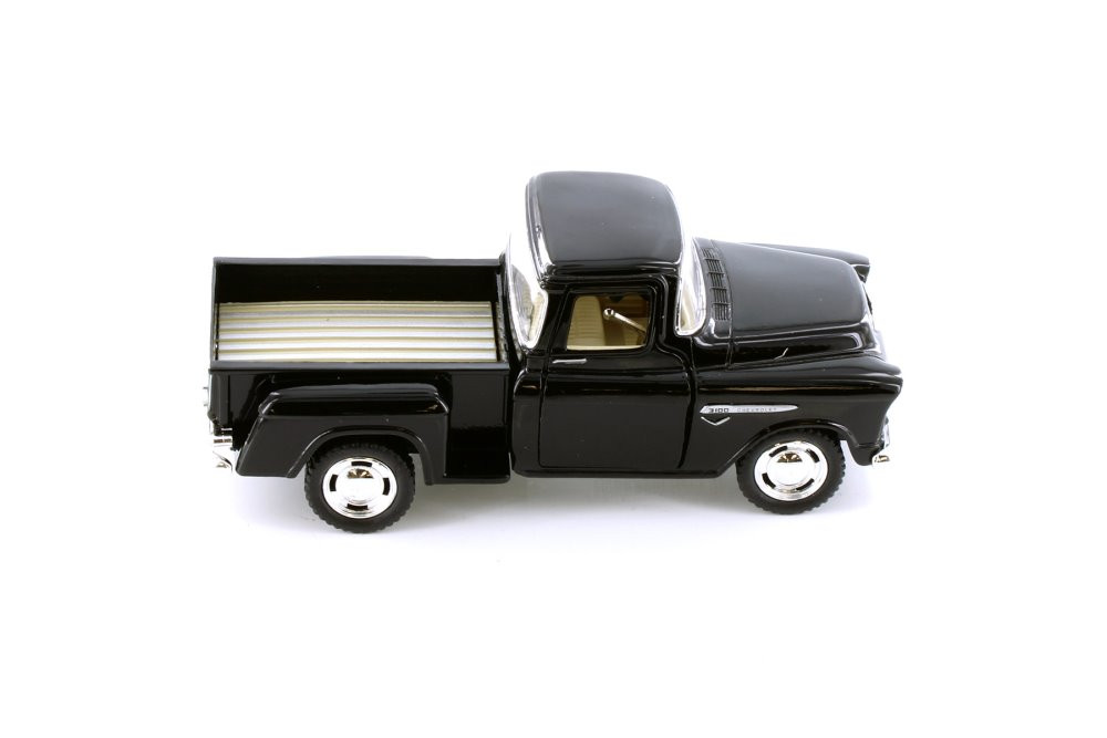 1955 Chevy Stepside Pickup Truck, Black - Kinsmart 5330DBK - 1/32 scale Diecast Model Toy Car