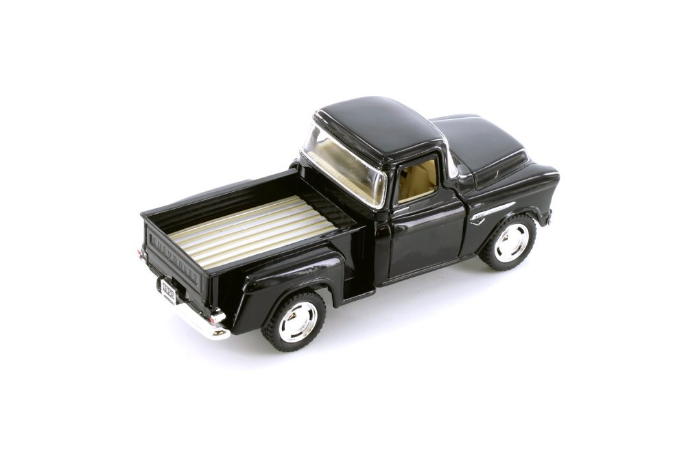 1955 Chevy Stepside Pickup Truck, Black - Kinsmart 5330DBK - 1/32 scale Diecast Model Toy Car