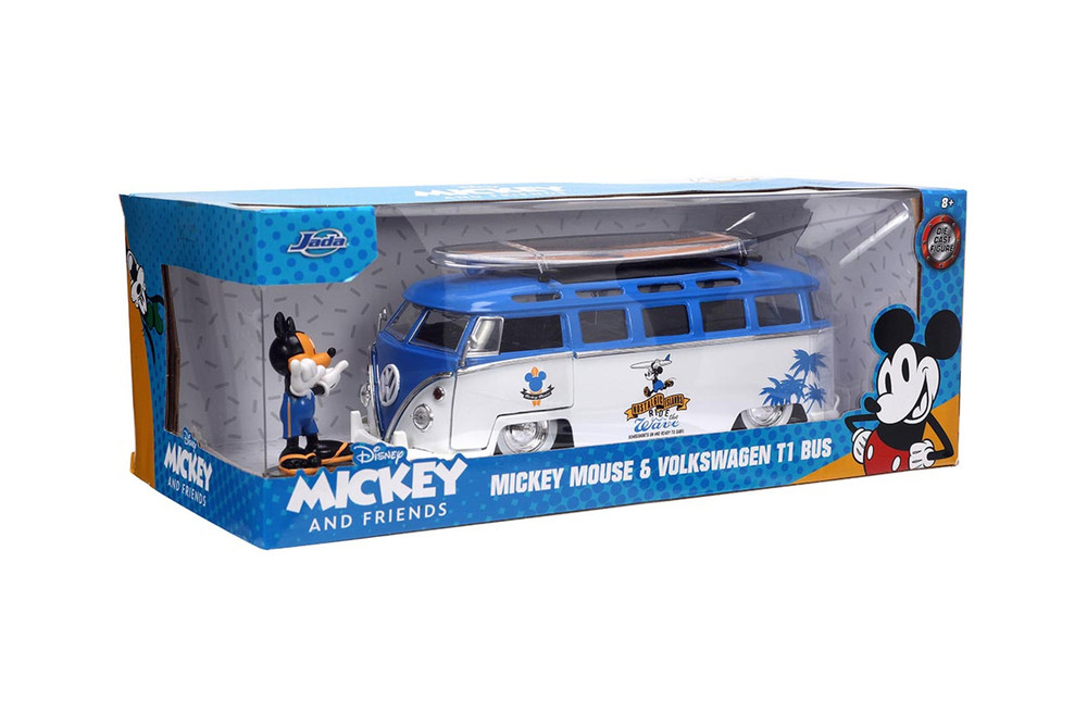 1962 Volkswagen T1 Bus w/ Mickey Mouse Figure - Jada Toys 33179 - 1/24  scale Diecast Car