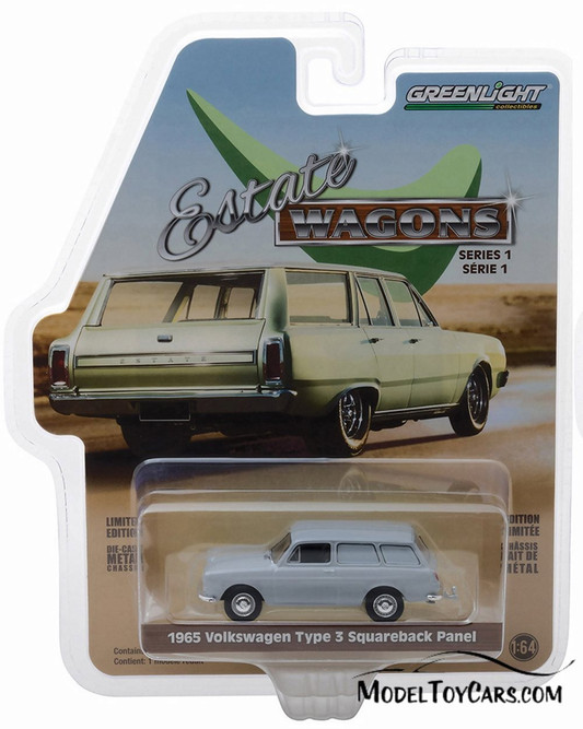 1965 Volkswagen Type-3 Squareback Panel, Light Gray - Greenlight 29910C/48 - 1/64 Scale Diecast Car