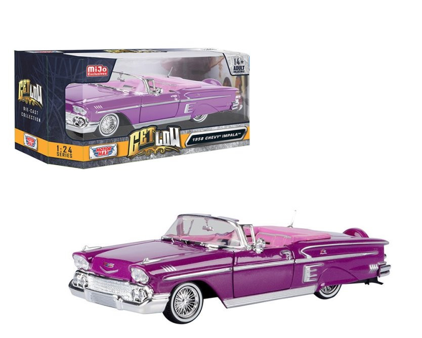 1958 Chevy Impala Convertible, Purple - Motor Max 79025PU - 1/24 scale Diecast Model Toy Car