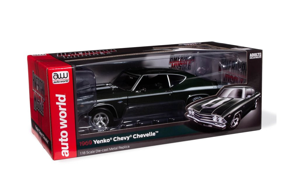 Yenko 1969 Chevy Chevelle, Fathom Green - Auto World AMM1283 - 1/18 Scale Diecast Model Toy Car