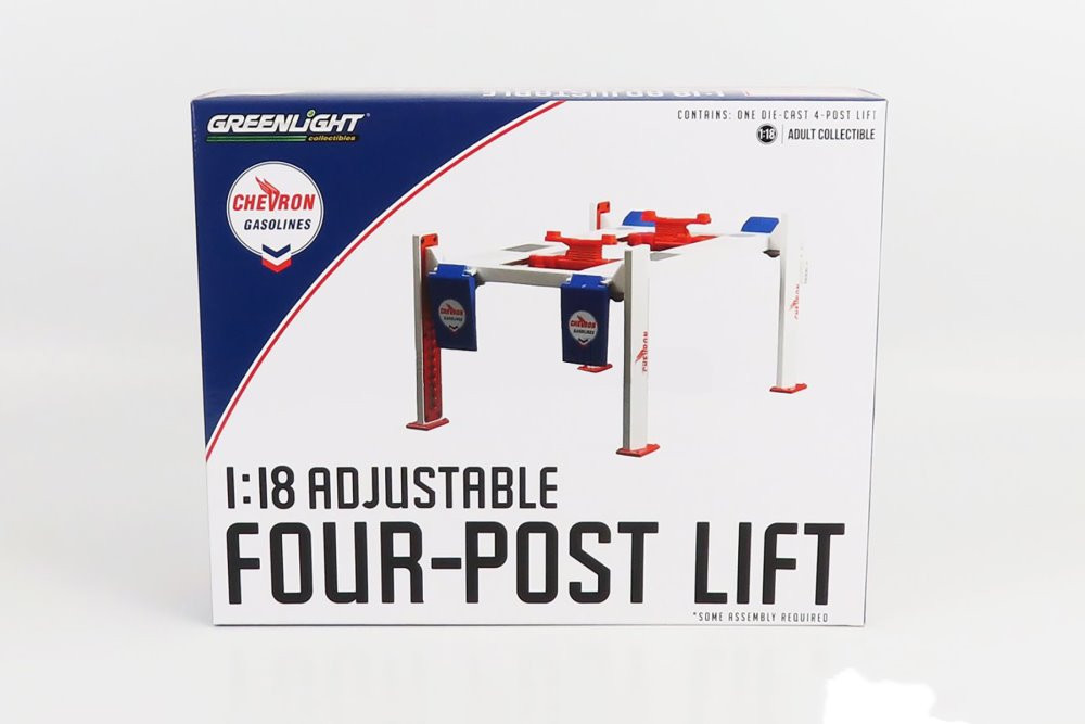 Adjustable Four-Post Lift - Chevron, White - Greenlight 13637 - 1/18 Scale Diecast Accessory