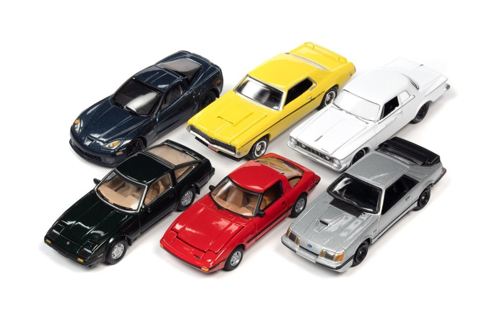 Johnny Lightning Classic Gold 2022 Release 2 Set B Diecast Car Set - Box of 6 assorted 1/64 Scale Diecast Model Cars