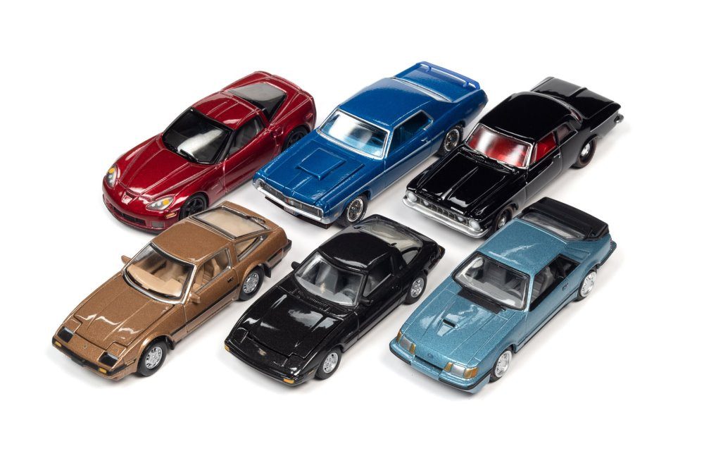 Johnny Lightning Classic Gold 2022 Release 2 Set A Diecast Car Set - Box of 6 assorted 1/64 Scale Diecast Model Cars