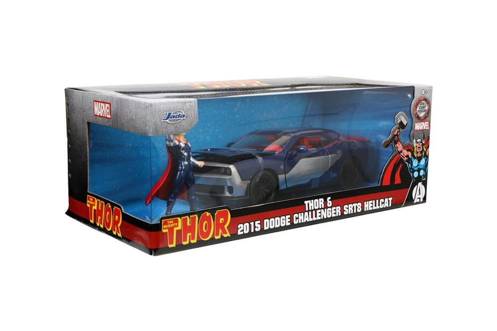 2015 Dodge Challenger SRT Hellcat w/ Thor Diecast Figure - Jada Toys 32186  - 1/24 Scale Diecast Car