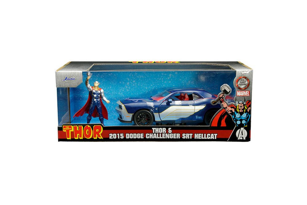 2015 Dodge Challenger SRT Hellcat w/ Thor Diecast Figure - Jada
