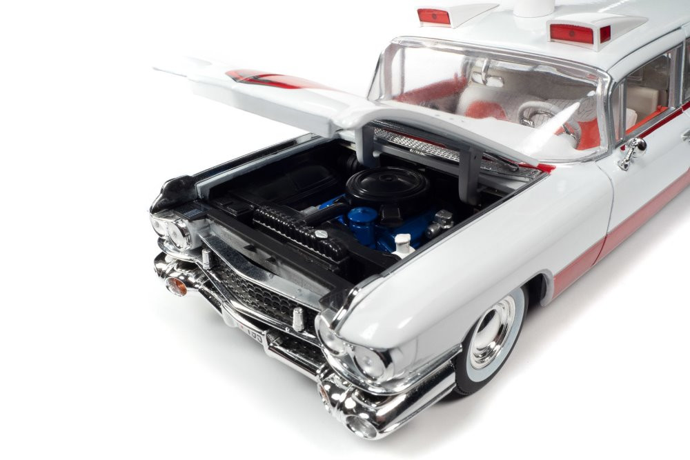 1959 Cadillac Eldorado Ambulance, White /Red - Auto World AW302