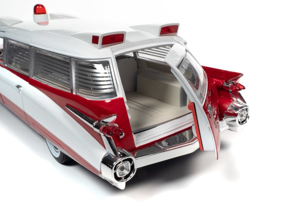1959 Cadillac Eldorado Ambulance, White /Red - Auto World AW302