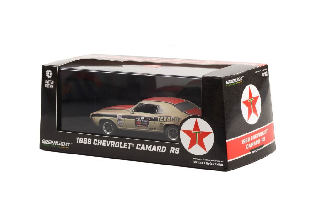 1969 Chevy Camaro RS #18 , Texaco - Greenlight 86353 - 1/43 Scale Diecast Model Toy Car