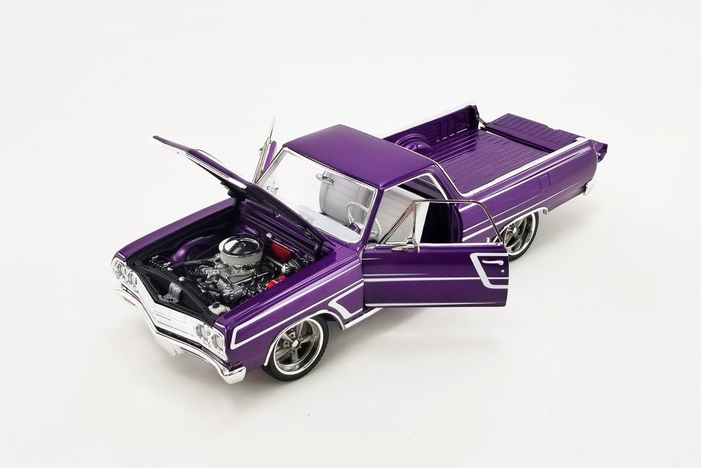 1965 Chevy El Camino SS Custom Cruiser, Purple - Acme A1805413 - 1/18 Scale Diecast Model Toy Car