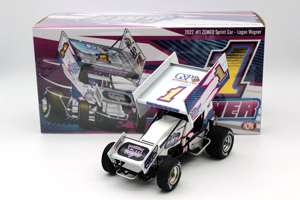 Winged Sprint Car, #1 Logan Wagner - Acme A1822017 - 1/18 Scale Diecast Model Toy Car