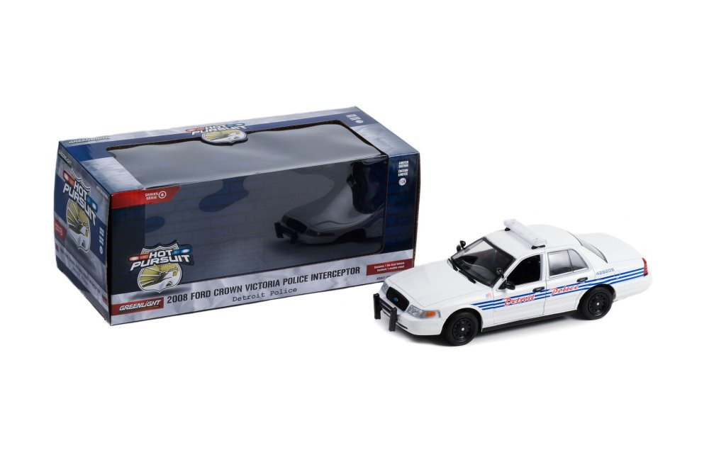 2008 Ford Crown Victoria Police Interceptor, White - Greenlight 85563 - 1/24 Scale Diecast Car