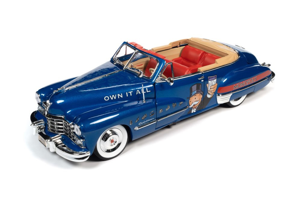 1947 Cadillac Series 62 Convertible w/ Mr. Monopoly Figure - Auto World - 1/18 Scale Diecast Car