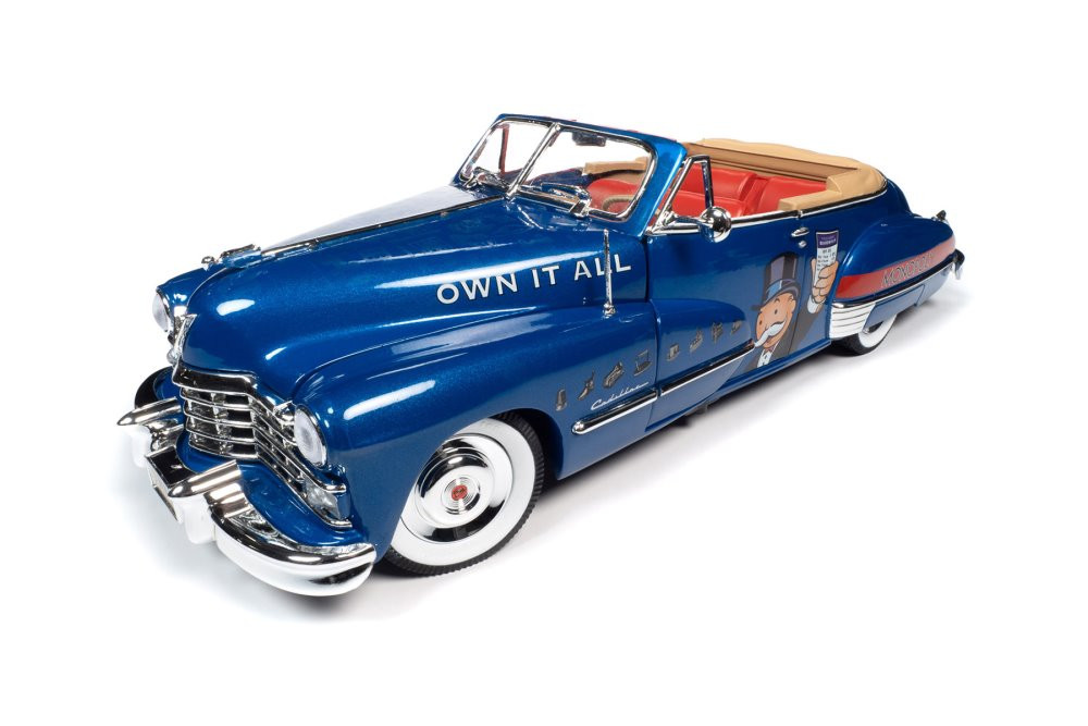 1947 Cadillac Series 62 Convertible w/ Mr. Monopoly Figure - Auto World - 1/18 Scale Diecast Car