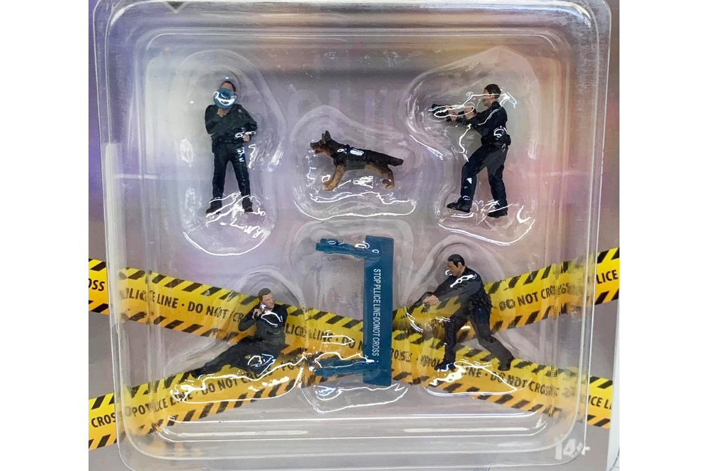 Police Line ll Figure Set, Multi- - American Diorama AD-76497MJ - 1/64 Scale Diorama Accessory