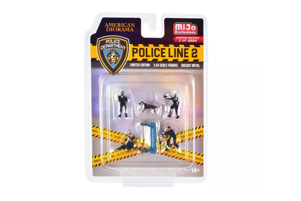 Police Line ll Figure Set, Multi- - American Diorama AD-76497MJ - 1/64 Scale Diorama Accessory