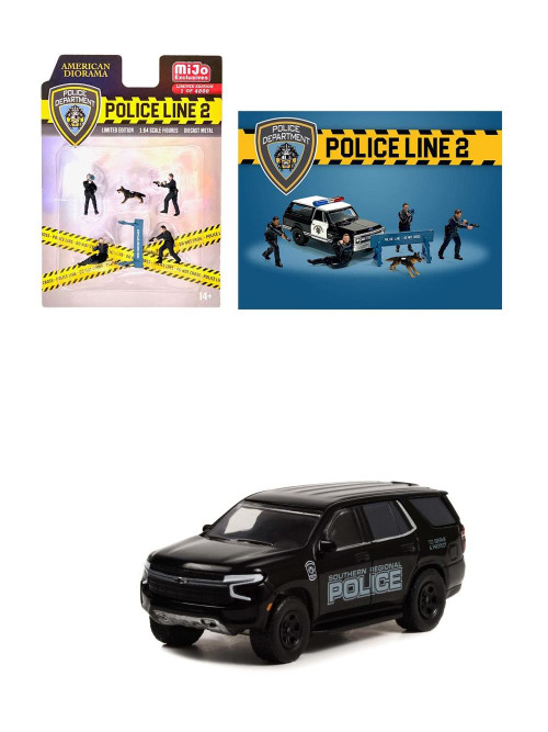 Diecast car w/Figurines - Police Line ll Figure Set, Multi- 1/64 Scale Diorama Accessory