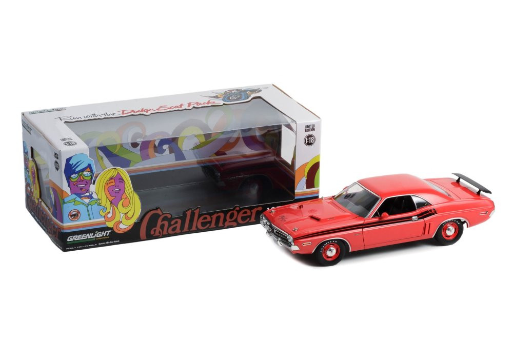 1971 Dodge Challenger R/T, Bright Red - Greenlight 13631 - 1/18 scale Diecast Model Toy Car