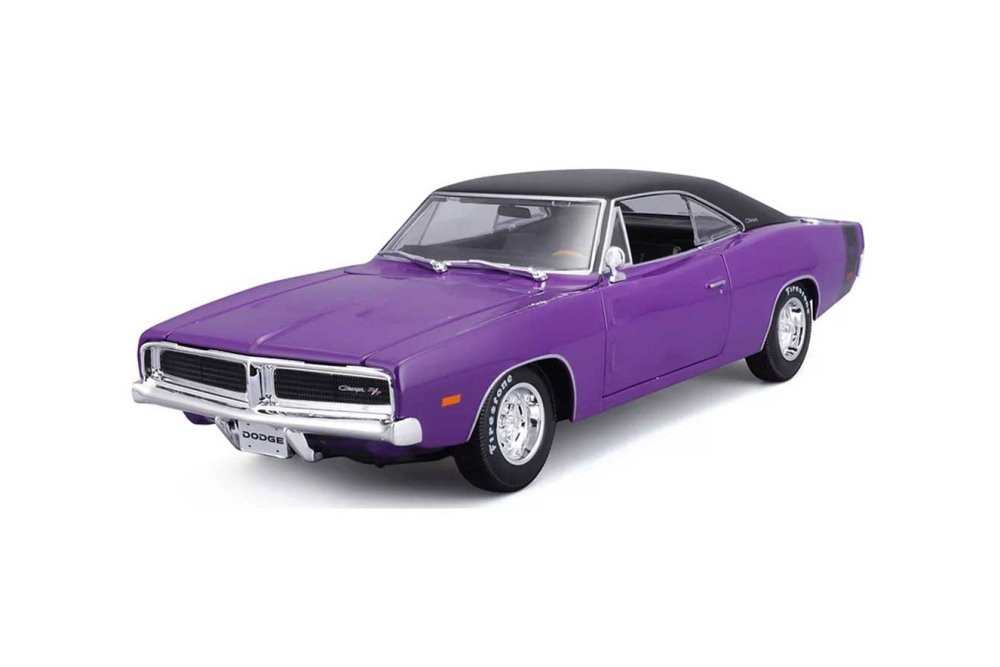 1969 Dodge Charger R/T, Purple - Maisto 31387PR - 1/18 scale Diecast Model Toy Car