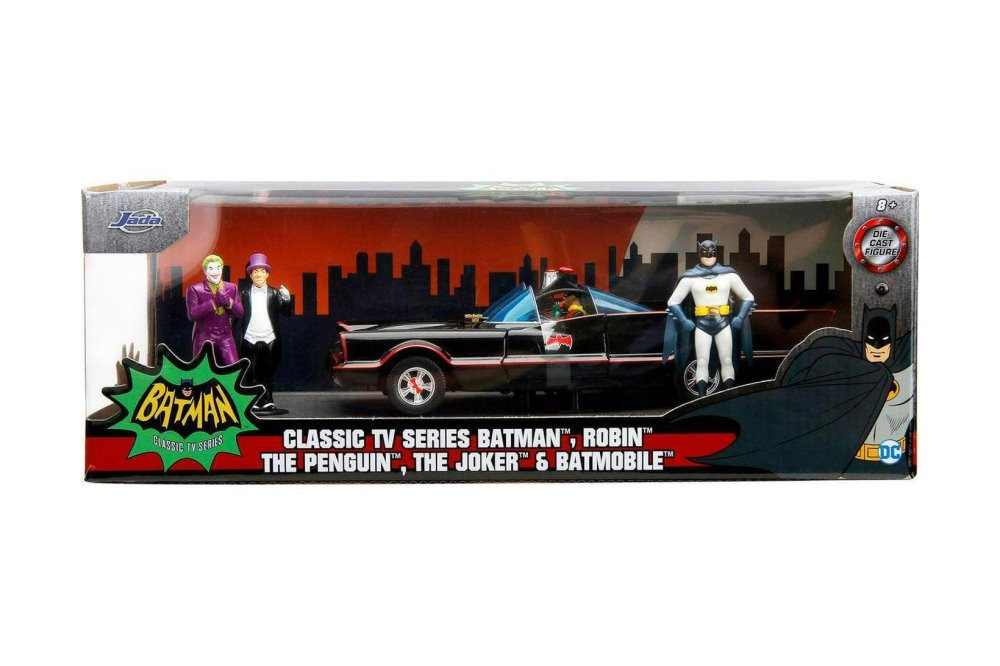 1966 Batmobile Classic TV Series w/Batman, Robin &Villians-Jada Toys 33737  - 1/24 scale Diecast Car