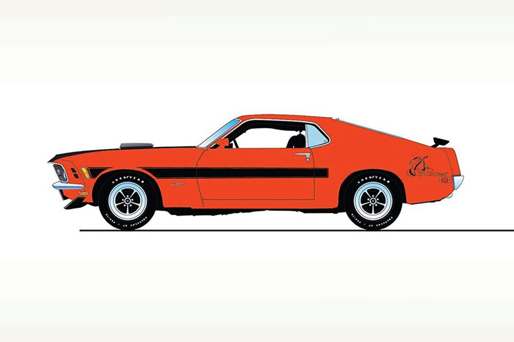 1970 Ford Mustang Mach 1, Orange /Black Stripes - Acme A1801861