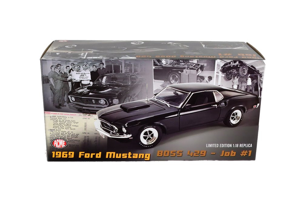 1969 Ford Mustang BOSS 429, Black - Acme A1801859 - 1/18 scale Diecast Model Toy Car