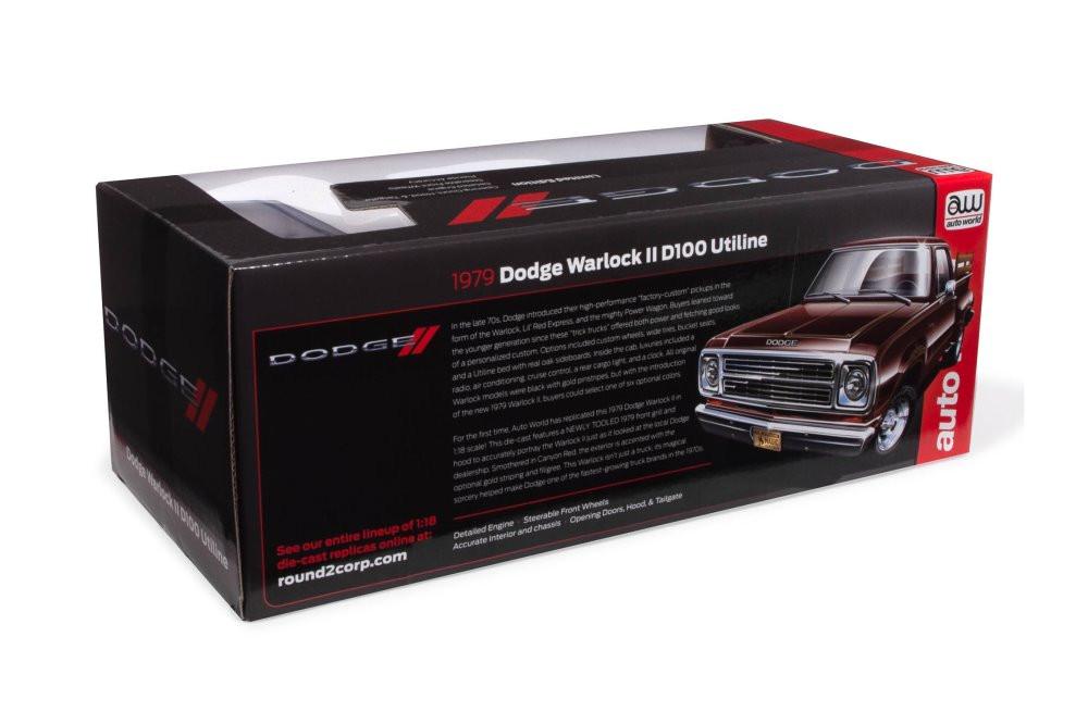 1979 Dodge Warlock II D100 Utiline Pickup Truck, Red - Auto World AW298 - 1/18 Scale Diecast Car