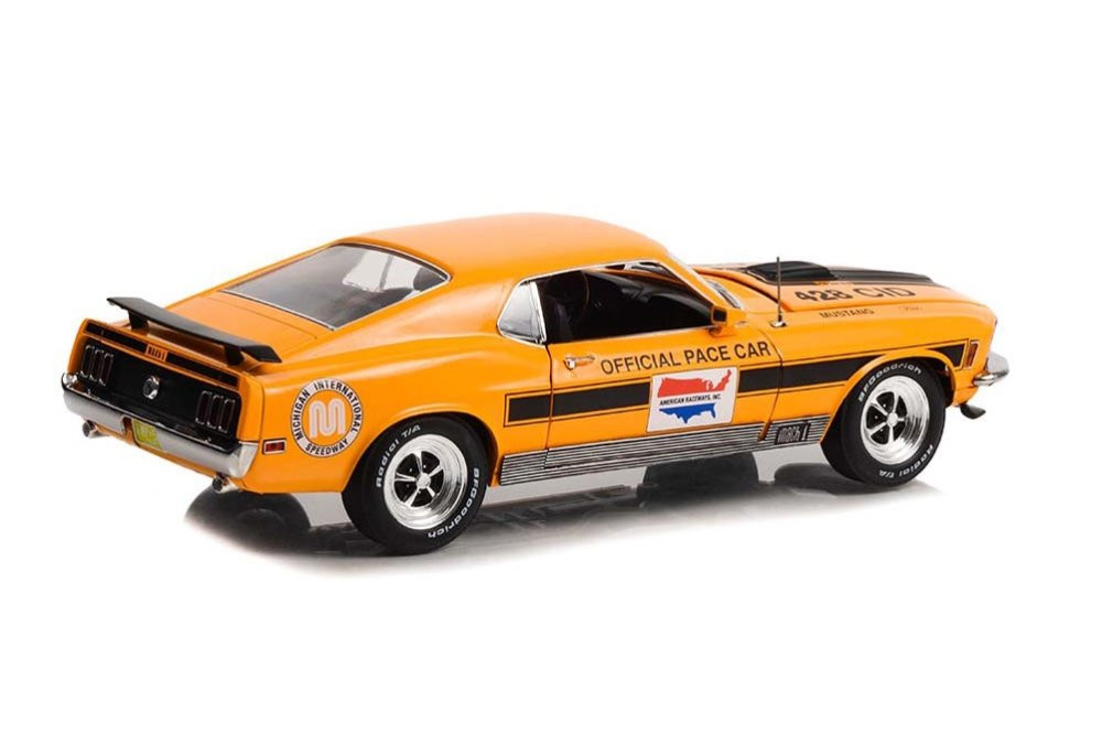 1970 Ford Mustang Mach 1, Yellow Orange - Greenlight HWY18035 - 1/18 Scale Diecast Model Toy Car