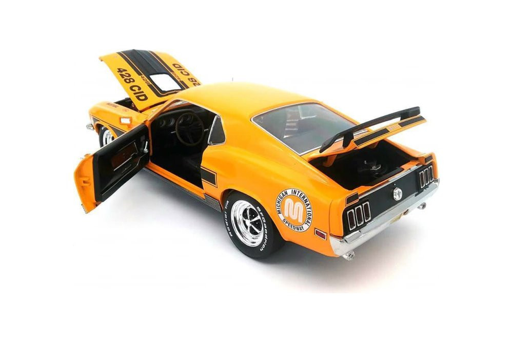 1970 Ford Mustang Mach 1, Yellow Orange - Greenlight HWY18035 - 1/18 Scale Diecast Model Toy Car