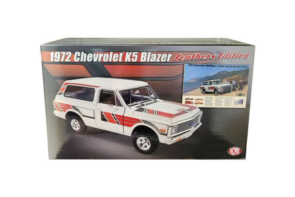 模型製作用品 Handjoy k5 1971 Chevy K5 Blazer, White /Red - Acme A1807705 - 1/18 Scale