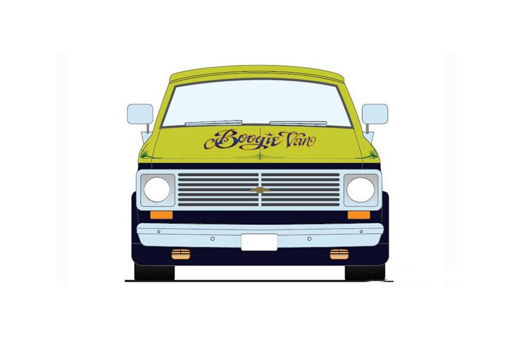 1976 Chevy G-Series Van, Yellow /Blue Flames - Acme A1802101 - 1